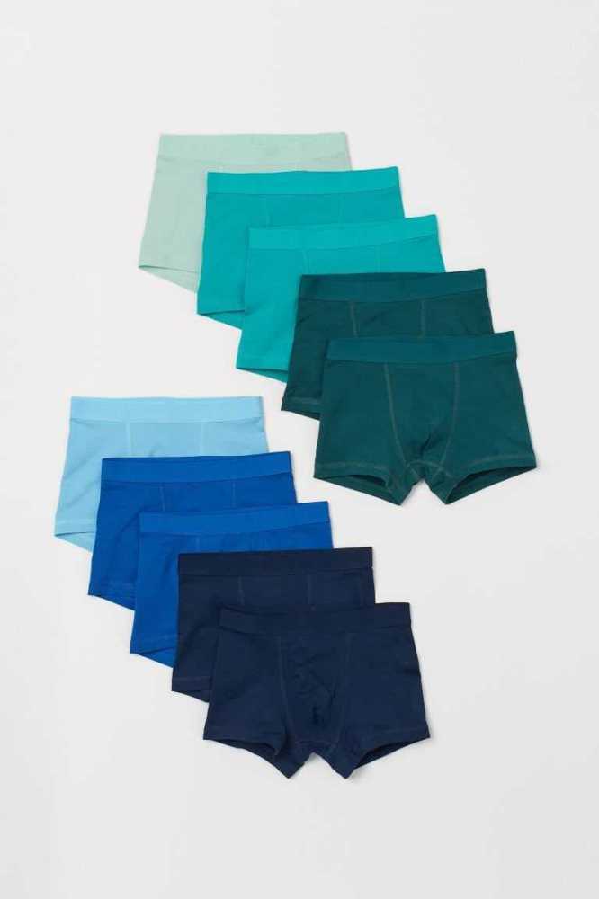 H&M 10-pack Boxer Kurze Hose Kinder Türkis Grau | 9182-HQORW