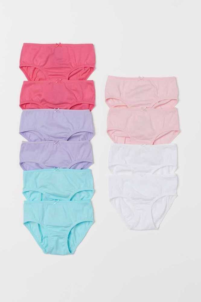 H&M 10-pack Jersey Briefs Unterwäsche Kinder Hellrosa Hellgrau | 4650-APXYL