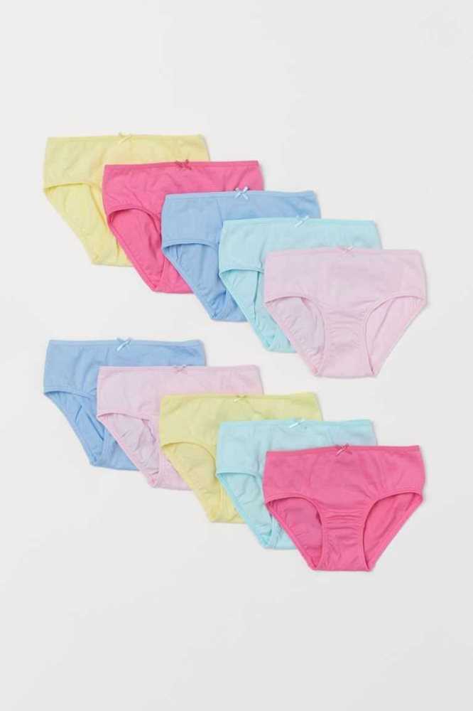 H&M 10-pack Jersey Briefs Unterwäsche Kinder Hellrosa Hellgrau | 4650-APXYL