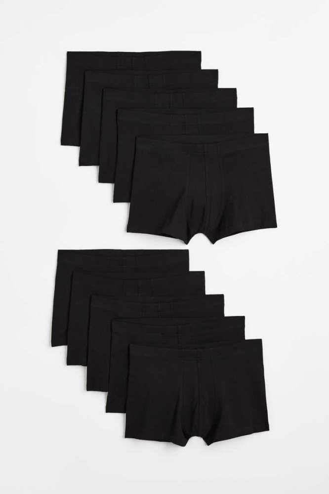 H&M 10-pack Kurzes Baumwoll Boxer Shorts Unterwäsche Herren Schwarz | 2013-YDMLC