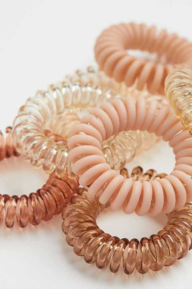 H&M 10-pack Spiral Hair Elastics Ausrüstungen Damen Koralle Rosa Hellrosa | 5162-NYJTD