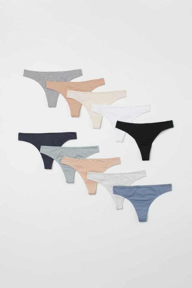 H&M 10-pack Tanga Briefs Unterwäsche Damen Schwarz | 0873-ROQXG