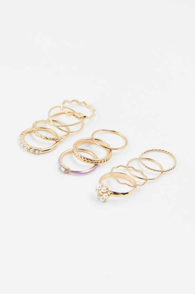 H&M 11-pack Ringe Damen Gold Lila | 7163-BLIWT