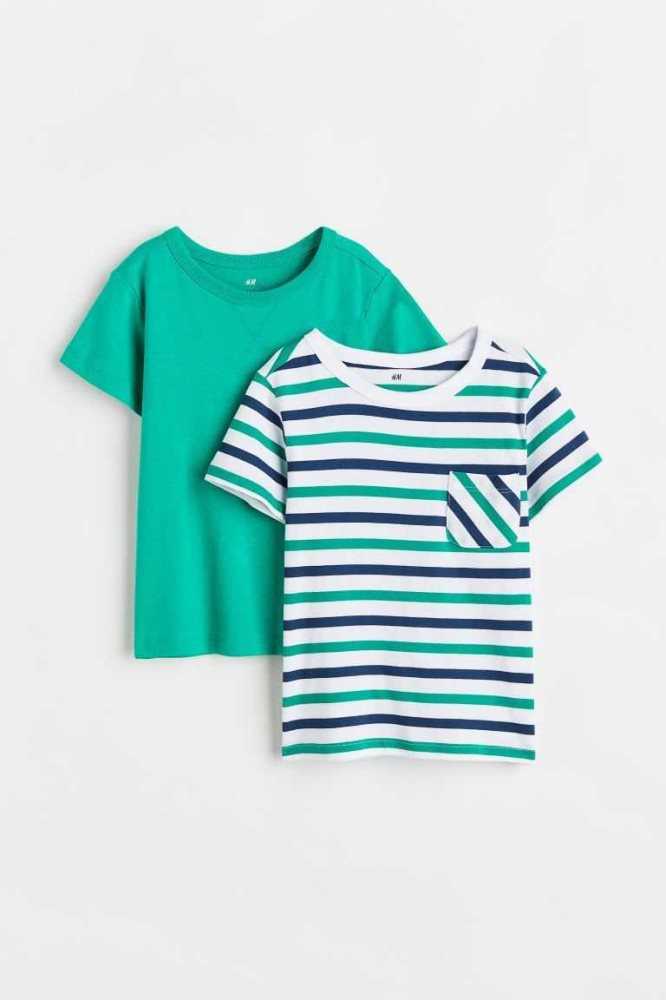 H&M 2-pack Baumwoll Hemd Kinder Blau | 5140-QXBFC