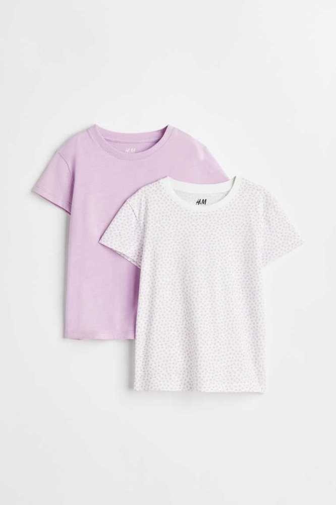 H&M 2-pack Baumwoll Hemd Kinder Helllila | 0421-ATHFP