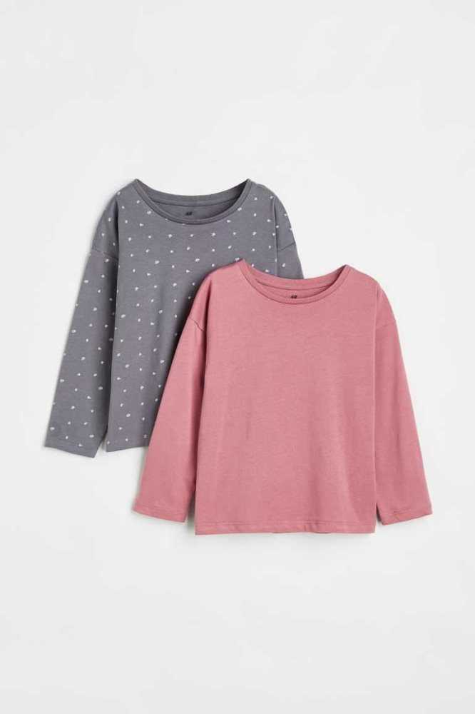 H&M 2-pack Baumwoll Jersey Oberteile Kinder Rosa | 8045-GILOV