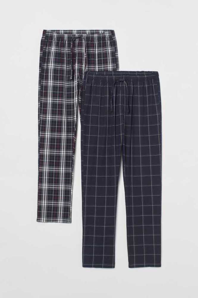 H&M 2-pack Baumwoll Pajama Pants Loungewear Herren Dunkelbraun | 3108-VCZSA