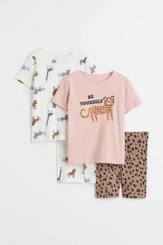 H&M 2-pack Baumwoll Pyjama-paket Kinder Hellrosa | 4703-EKDJV