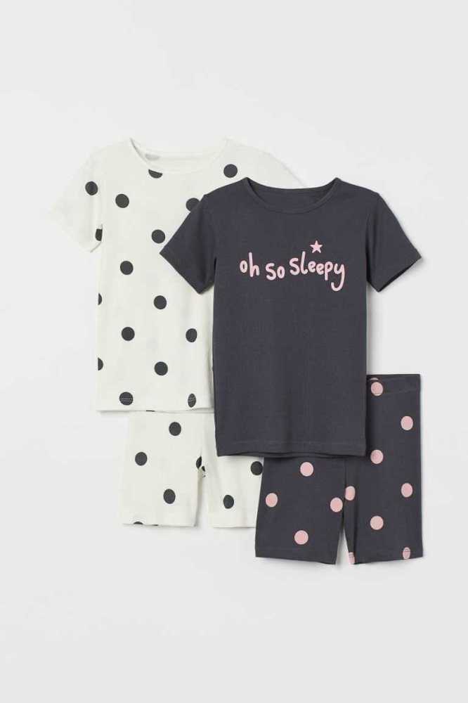 H&M 2-pack Baumwoll Pyjama-paket Kinder Hellrosa | 4703-EKDJV