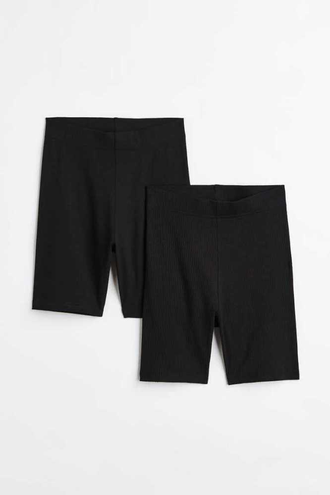 H&M 2-pack Bike Kurze Hose Damen Schwarz | 2716-NLFIR