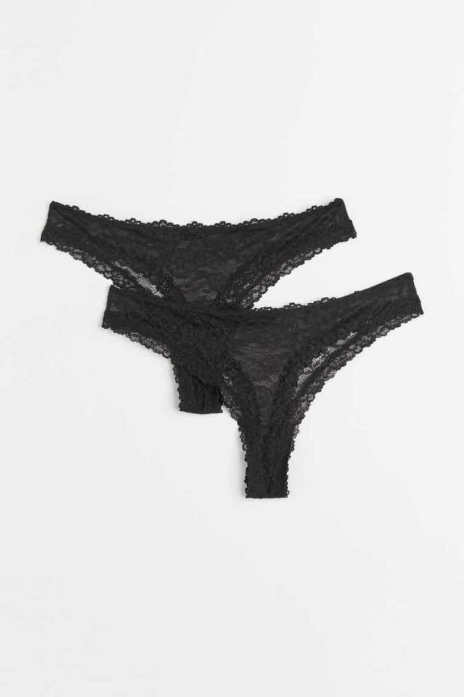 H&M 2-pack Brazilian Briefs Unterwäsche Damen Grau Grün | 0729-HIJQF