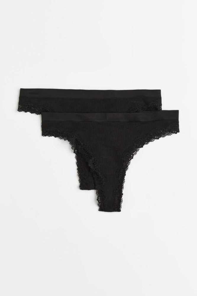 H&M 2-pack Brazilian Briefs Unterwäsche Damen Weiß | 5916-IBDVO