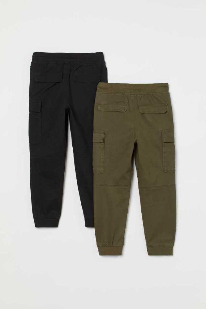 H&M 2-pack Cargo Jogginghose Kinder Dunkelgrau Schwarz | 5968-XSHTL