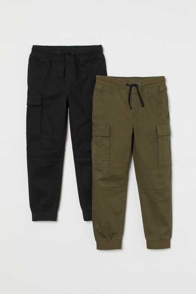 H&M 2-pack Cargo Jogginghose Kinder Dunkelgrau Schwarz | 5968-XSHTL