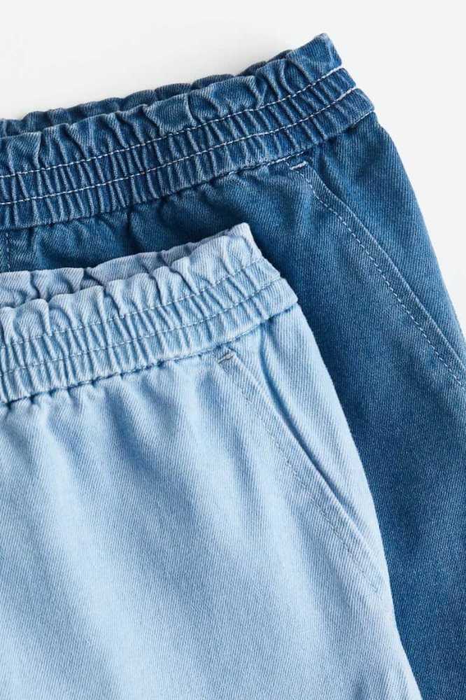 H&M 2-pack Denim Jogginghose Kinder Blau Hellblau | 4073-INMUB