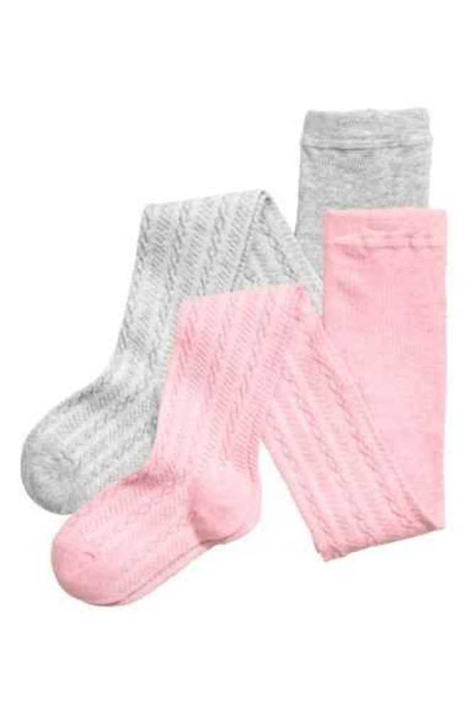 H&M 2-pack Fine-knit Strumpfhose Kinder Hellrosa Dunkelrot | 0239-ZUINH