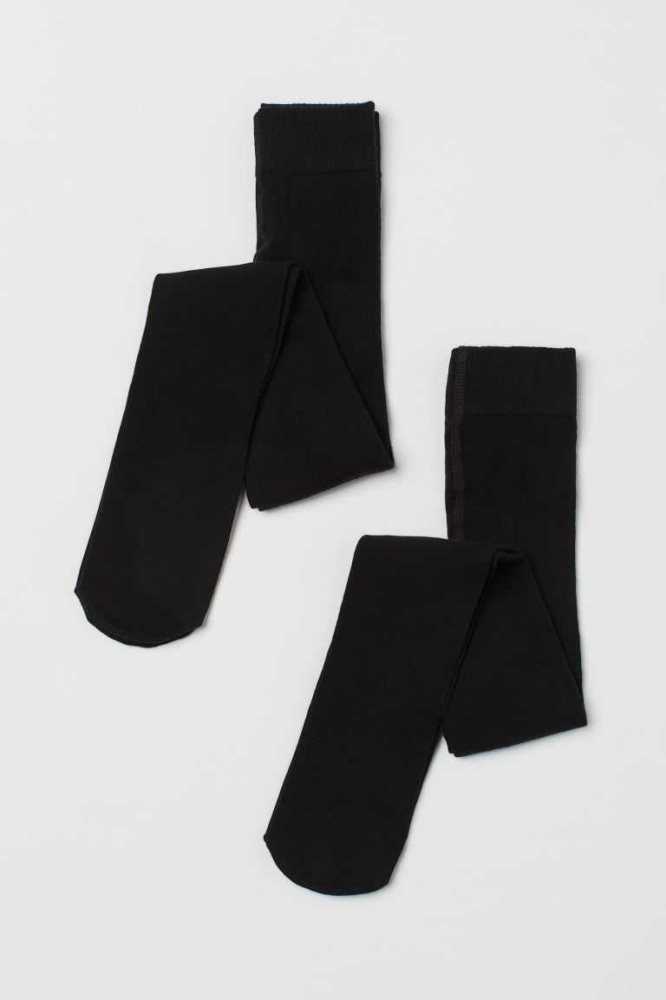 H&M 2-pack Fine-knit Strumpfhose Kinder Schwarz | 6142-OYTXG