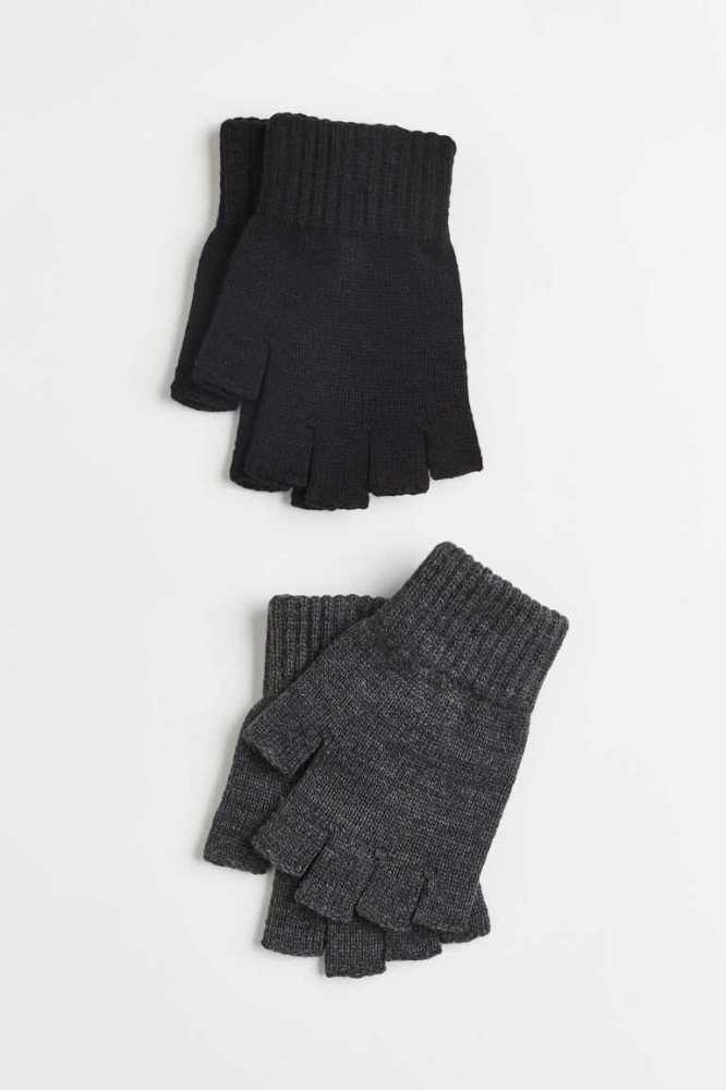 H&M 2-pack Fingerless Handschuhe Herren Schwarz | 7613-BWECD