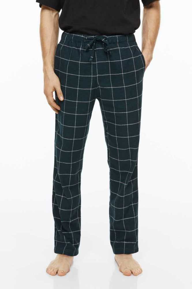 H&M 2-pack Flannel Pajama Pants Loungewear Herren Dunkelgrün | 7129-HYQLW