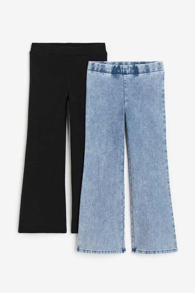 H&M 2-pack Flared Leggings Kinder Blau Schwarz | 2684-EGHFC