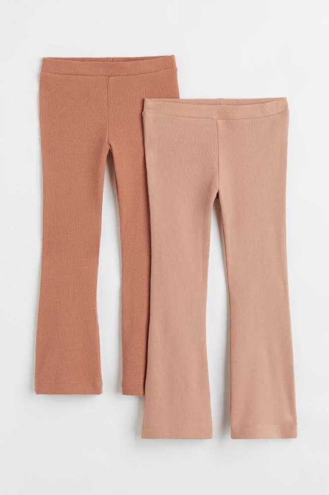 H&M 2-pack Flared Leggings Kinder Dunkelgrau Dunkelbeige | 0495-FPYHW