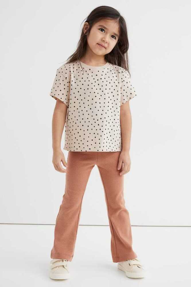 H&M 2-pack Flared Leggings Kinder Dunkelgrau Dunkelbeige | 0495-FPYHW