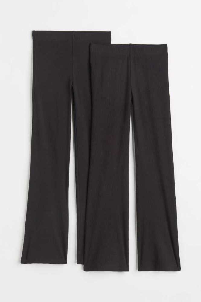 H&M 2-pack Flared Leggings Kinder Schwarz | 6149-JPALT