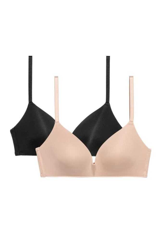 H&M 2-pack Gepolstert Microfiber Bras Unterwäsche Damen Grau Weiß | 9183-KZBRU