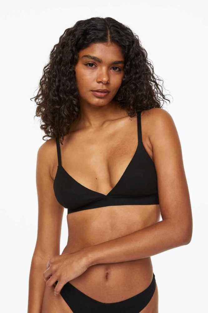 H&M 2-pack Gerippt Bra Tops Unterwäsche Damen Rot Schwarz | 1276-LPDON