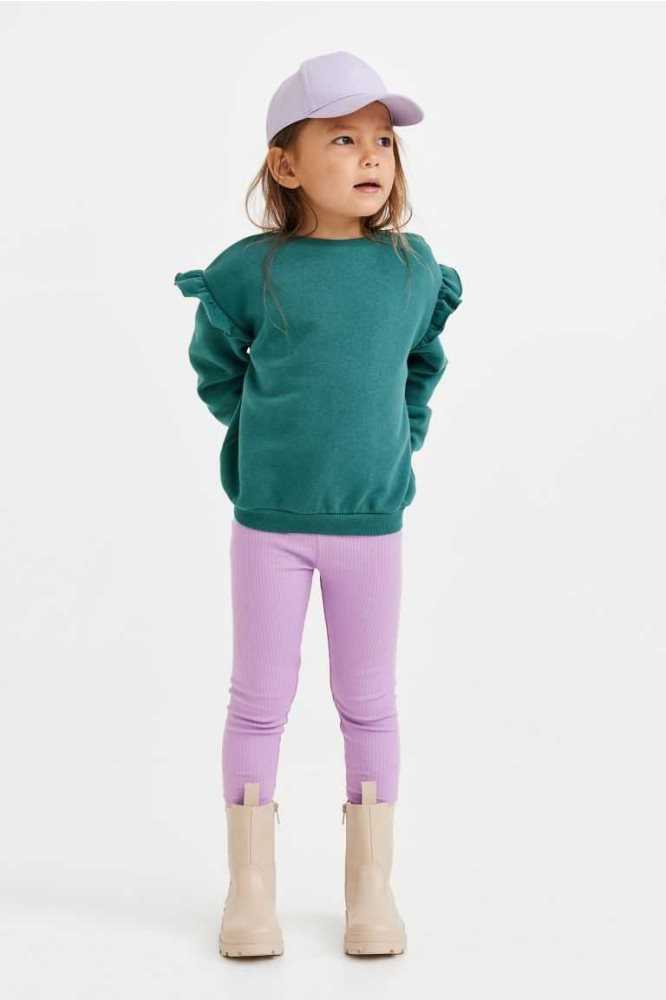 H&M 2-pack Gerippt Leggings Kinder Helllila Hellgrau | 3904-XSTAJ