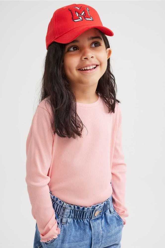 H&M 2-pack Gerippt Oberteile Kinder Hellrosa Grün | 3021-FVBOK