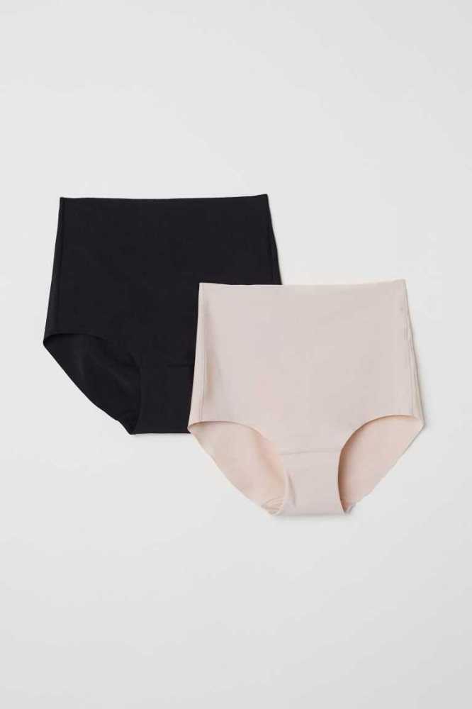 H&M 2-pack Invisible Light Shaping Briefs Unterwäsche Damen Schwarz | 5346-VOTMA