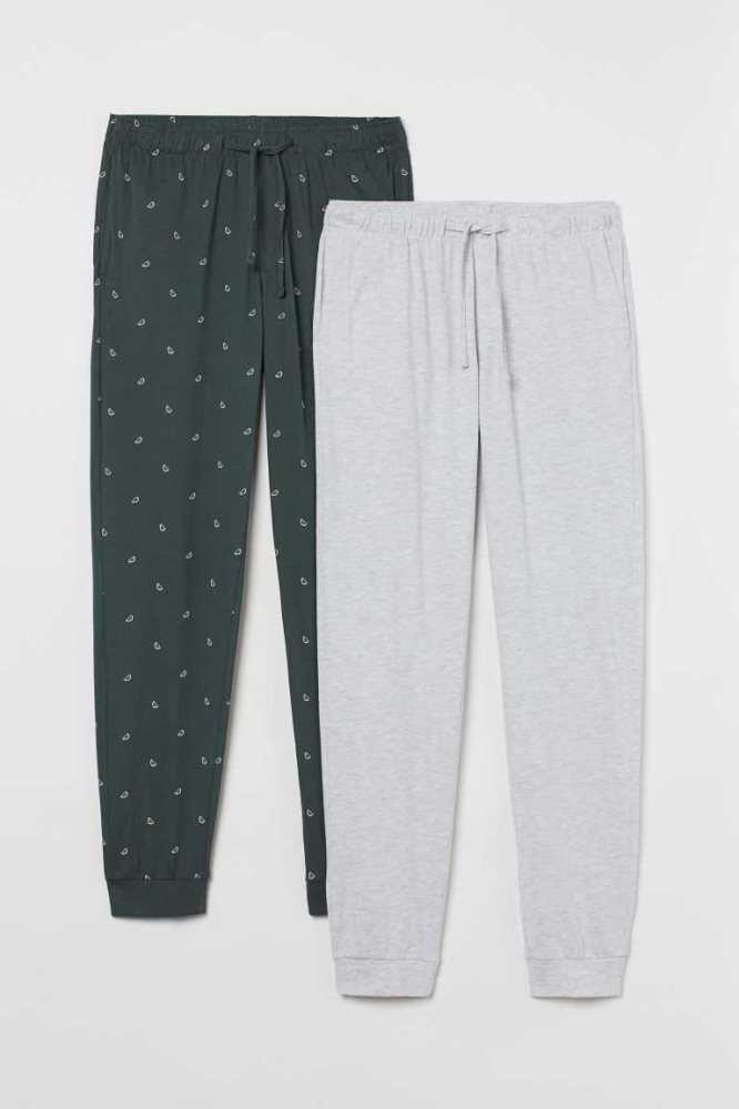 H&M 2-pack Jersey Pajama Pants Loungewear Herren Grau | 2308-YVKOW