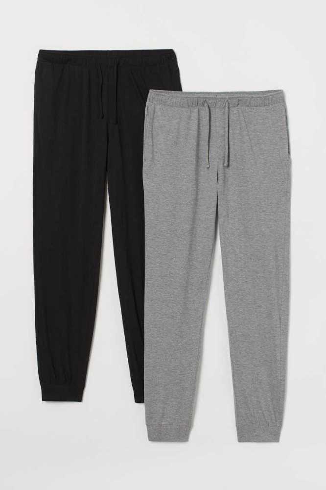 H&M 2-pack Jersey Pajama Pants Loungewear Herren Grau | 2308-YVKOW