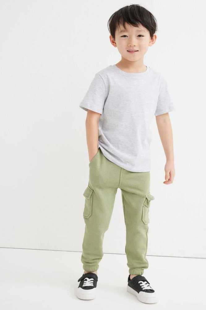 H&M 2-pack Jogginghose Kinder Dunkelgrün Hellgrau | 5180-DAWCN