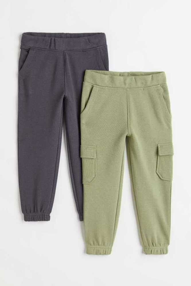 H&M 2-pack Jogginghose Kinder Khaki Grün Grau | 1738-KNCPW