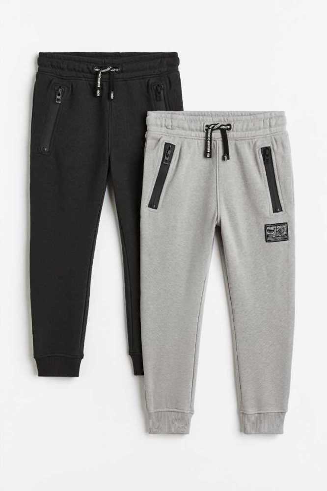 H&M 2-pack Jogginghose Kinder Schwarz Grau | 7048-XHZBO