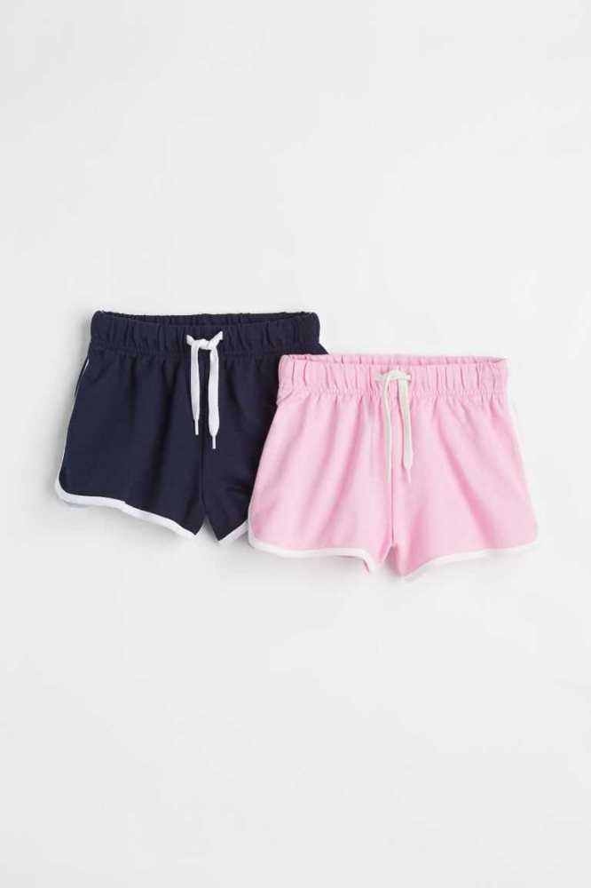 H&M 2-pack Kurze Hose Kinder Rosa Dunkelgrau | 1826-CFYKG