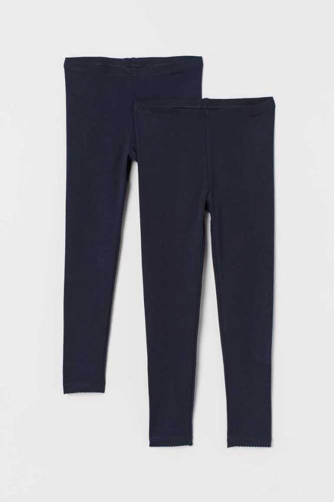 H&M 2-pack Leggings Kinder Navy Blau | 5938-ZNEPO