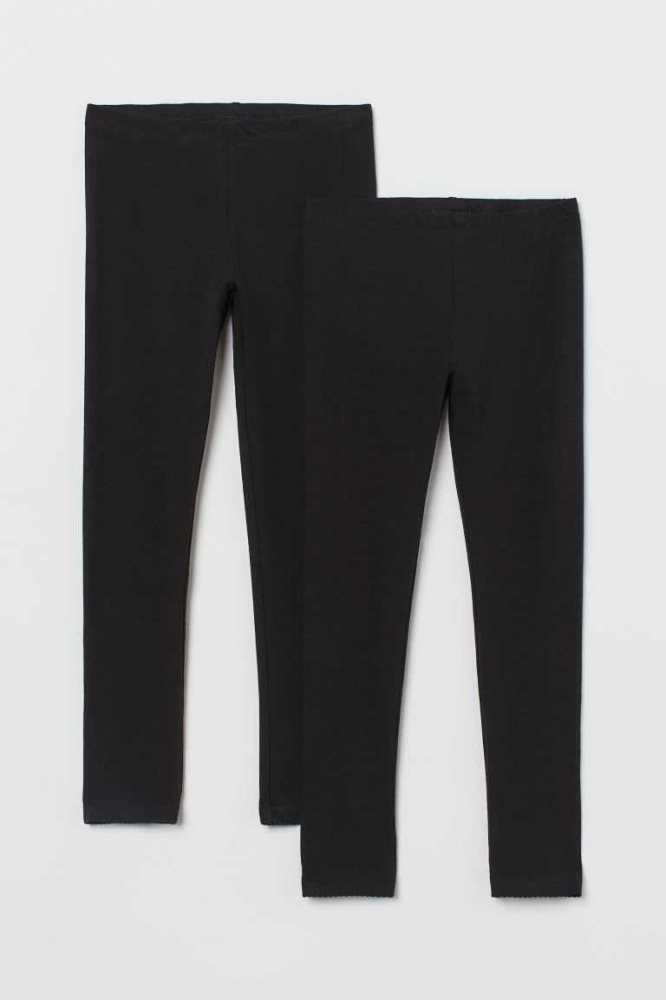 H&M 2-pack Leggings Kinder Schwarz | 0489-OYWLA