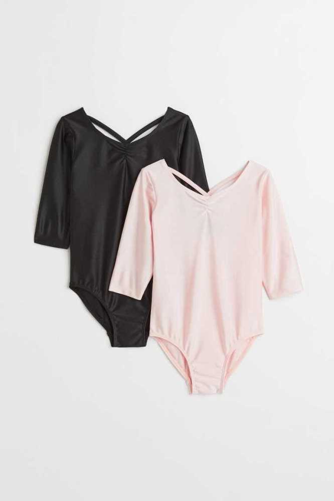 H&M 2-pack Leotards Sportbekleidung Kinder Hellrosa Schwarz | 7094-PUJMY