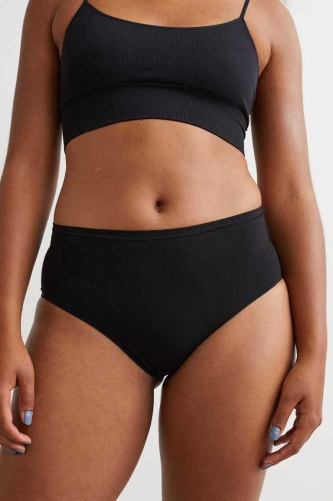 H&M 2-pack Light Shaping Brazilian Briefs Unterwäsche Damen Hellgrau Schwarz | 3498-YGJFX