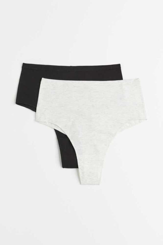 H&M 2-pack Light Shaping Brazilian Briefs Unterwäsche Damen Hellgrau Schwarz | 3498-YGJFX