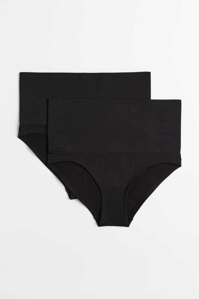 H&M 2-pack Medium Shaping Briefs Unterwäsche Damen Schwarz | 4592-DYLIK