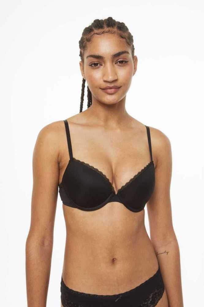 H&M 2-pack Microfiber Push-up Bras Unterwäsche Damen Weiß Grau Grün | 1948-IQDFR