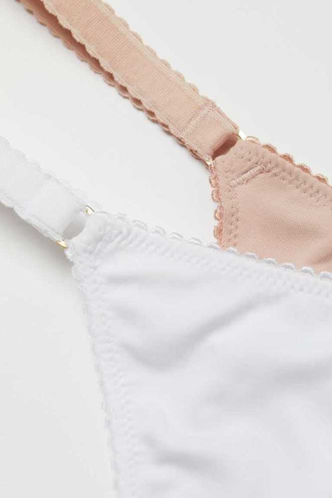 H&M 2-pack Microfiber Tanga Briefs Unterwäsche Damen Weiß Rosa | 8746-KFMDC