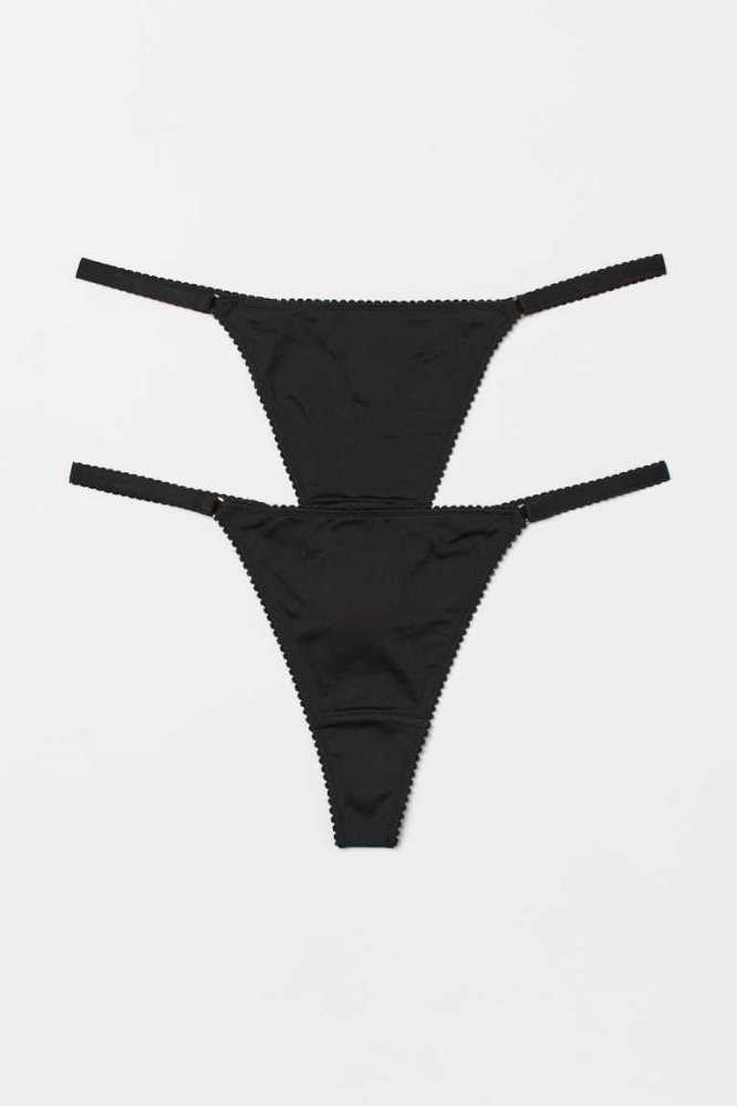 H&M 2-pack Microfiber Tanga Briefs Unterwäsche Damen Weiß Rosa | 8746-KFMDC