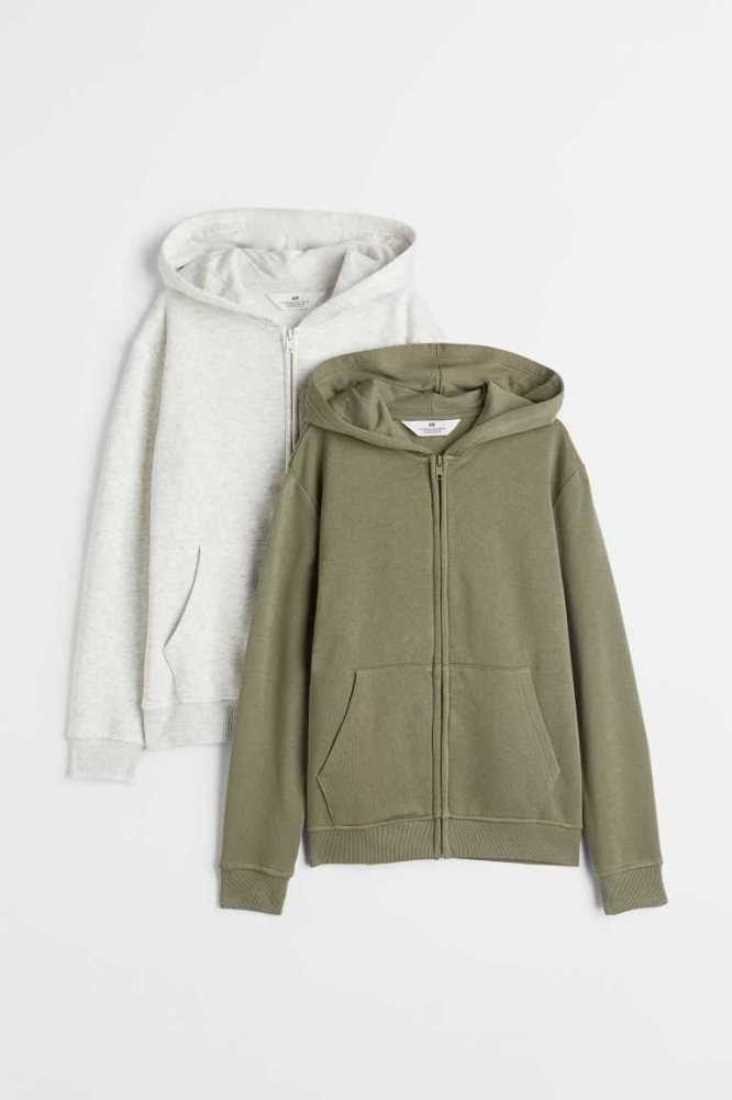 H&M 2-pack Mit Kapuze Jacke Kinder Dunkelgrau Dunkelgelb | 2935-OKHNT