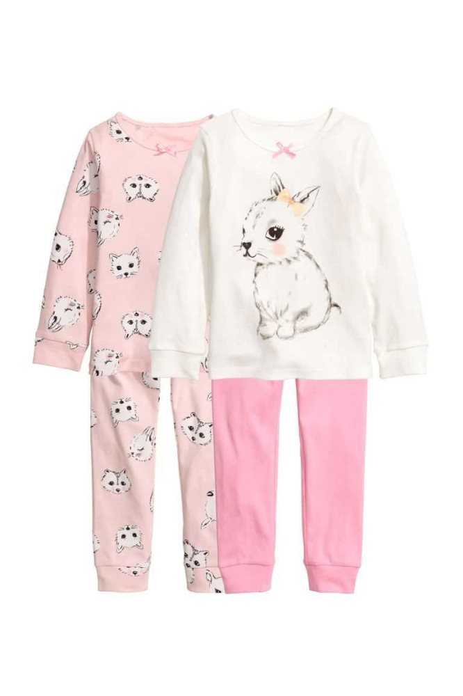 H&M 2-pack Pajamas Jersey Kinder Hellrosa | 7391-SMXAR