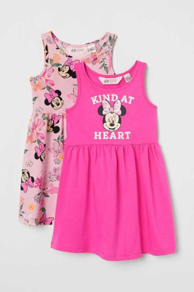 H&M 2-pack Printed Kurzes Kleid Kinder Hellgrau | 0169-VNFRH